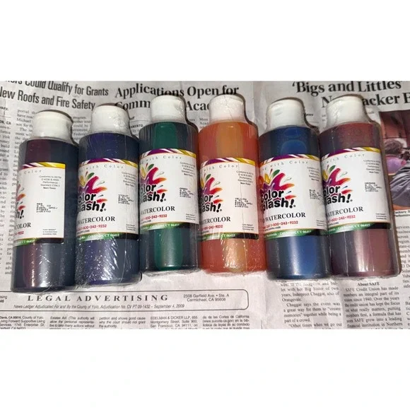 Color Splash! Liquid Watercolor Paint 6 Vivid Colors, 8-Oz Flip-Top Bottles Seal - Picture 4 of 7
